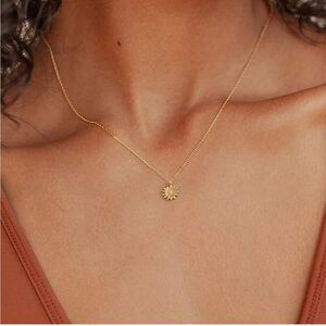 Gold 14k Gold Plated Sunflower Pendant Chain Necklace